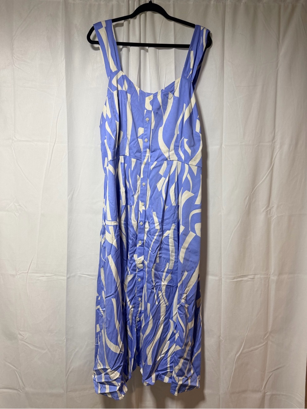 Ava & Viv Blue and White Button-Through Maxi Sundress